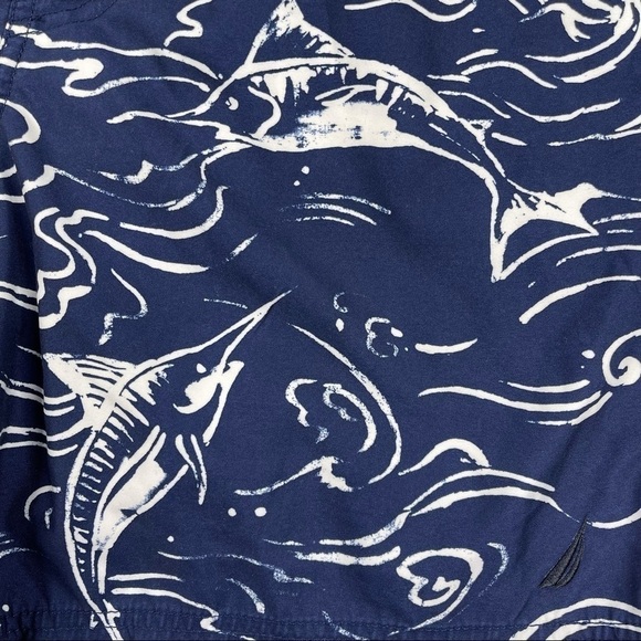 Nautica Shorts Swim Trunks Fishing Sailing Beach Ocean Pool Resort Vacation Navy - Picture 3 of 15